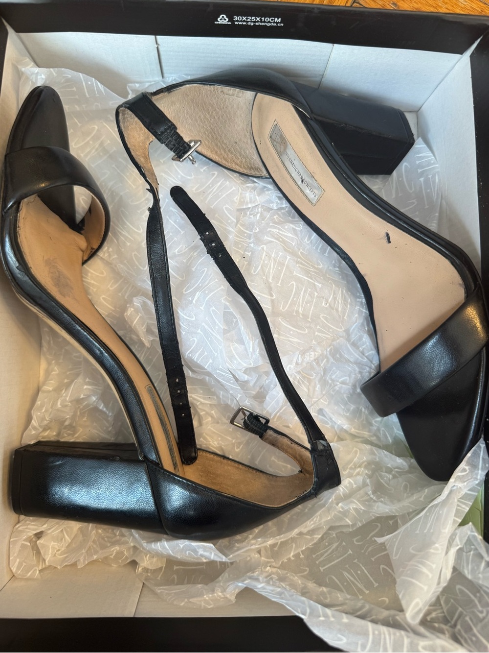 INC International Concepts Black Block Heel Open-Toe Sandals - Picture 4 of 11